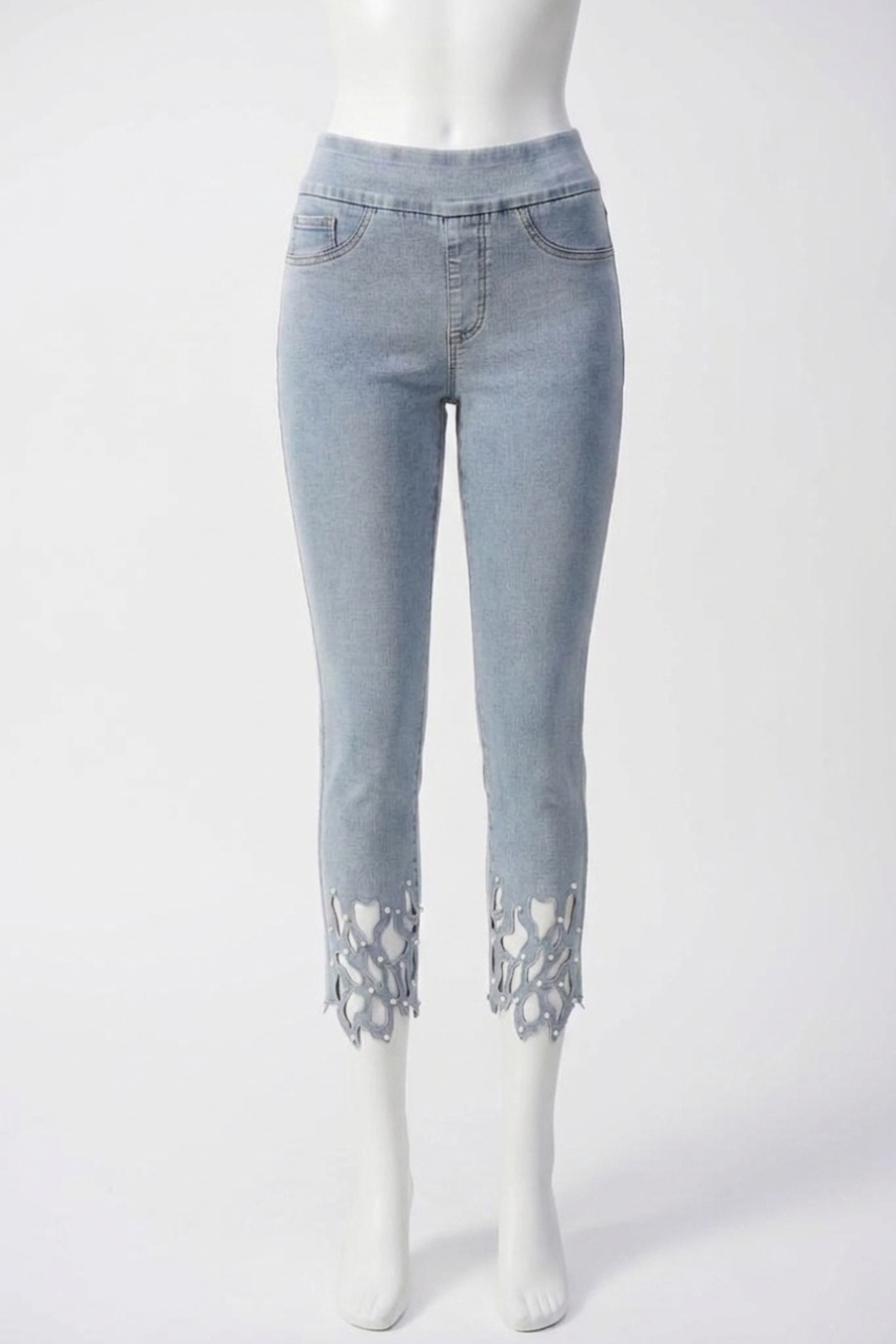 NEW JOSEPH RIBKOFF slim fit pull-on jeans in light blue